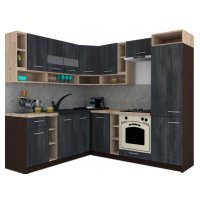 Bucatarie de Colt COSSY NEW ST. 200-230, Wenge / Decor 8509